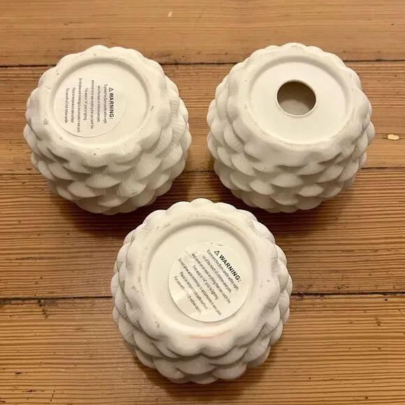 S/3 Ceramic Pinecone Tealight/ Votive holders. NWT.